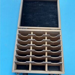 Wooden Storage Box with Black Interior for grooming blades